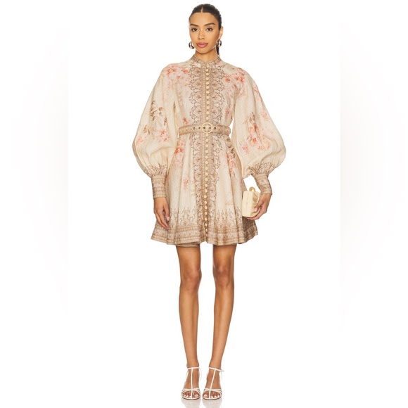 Zimmermann Dresses & Skirts - NWT Zimmermann Tropical Flower Long Sleeve Belted Linen Minidress 0 US4